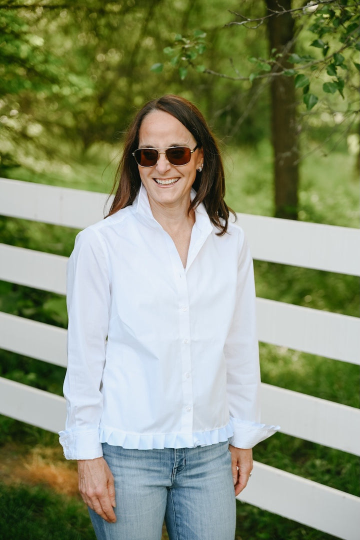 Blanche Untucked Blouse - White w White Ribbon (BL02)