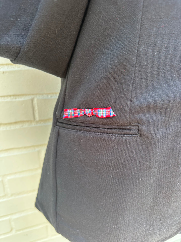 Naomi Holiday Bow Blazer - Black w Red Plaid  Ribbon (Naomi05)