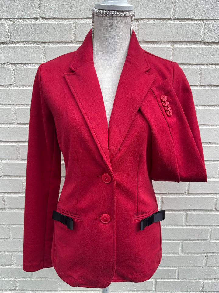 Naomi Holiday Bow Blazer - Red w Black Ribbon (Naomi06)