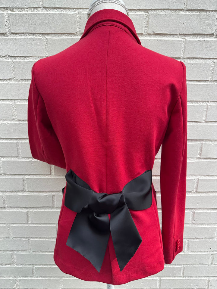 Naomi Holiday Bow Blazer - Red w Black Ribbon (Naomi06)