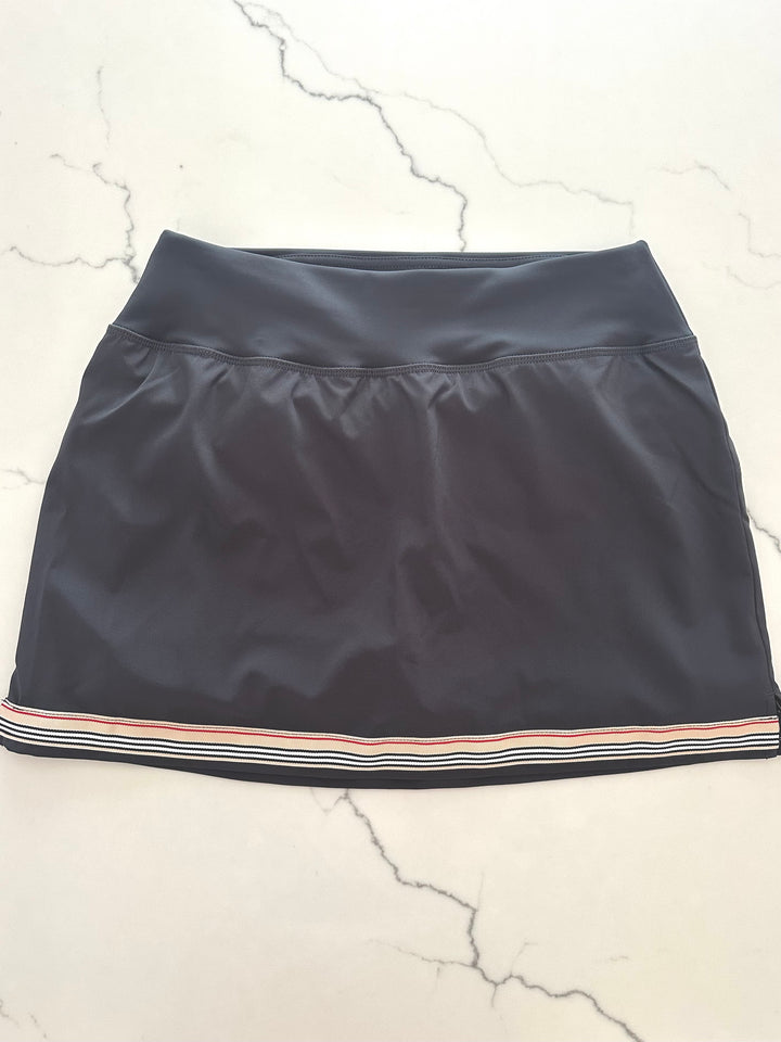 Violet Skort - Grey w Khaki, Black & Red Stripe Ribbon (Skort05)