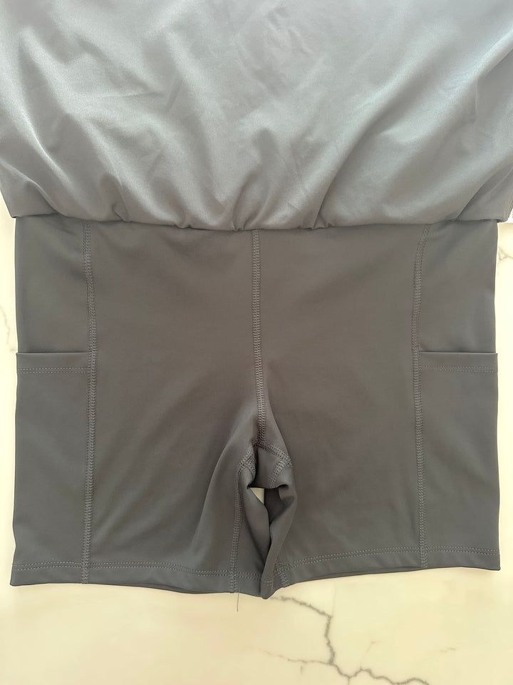 Violet Skort - Grey w Khaki, Black & Red Stripe Ribbon (Skort05)