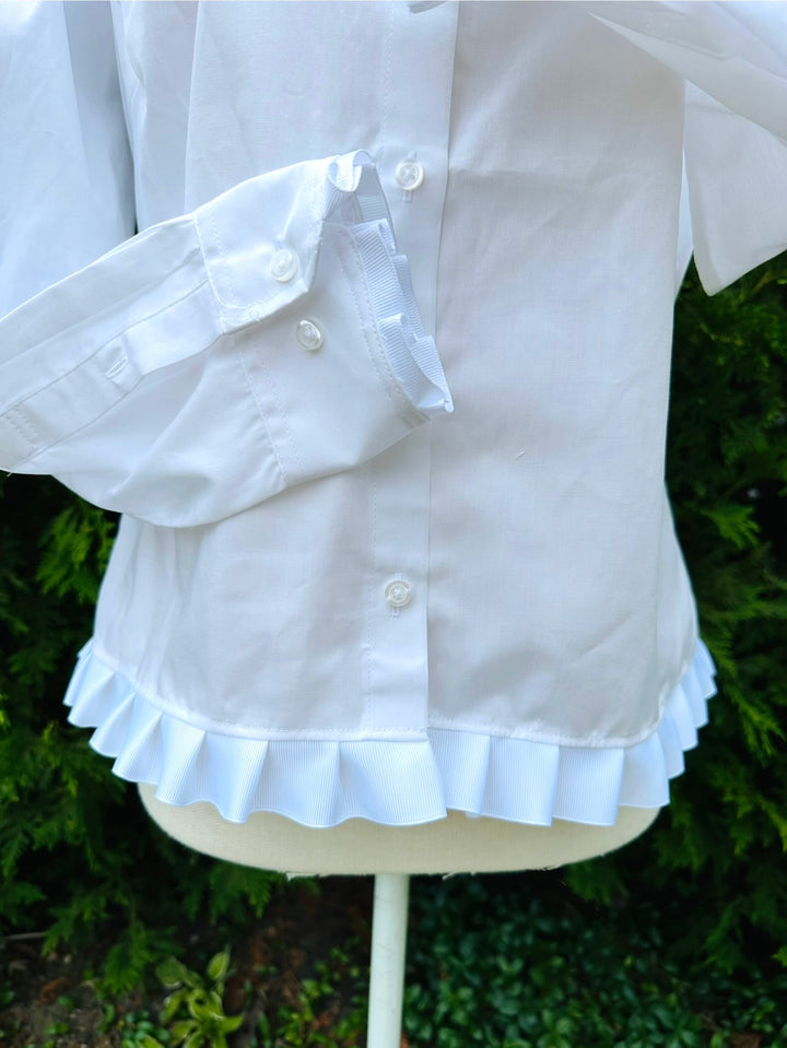Blanche Untucked Blouse - White w White Ribbon (BL02)