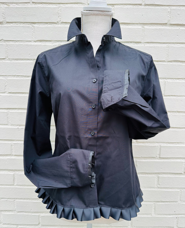 Blanche Untucked Blouse - Black w Black Ribbon (BL03)