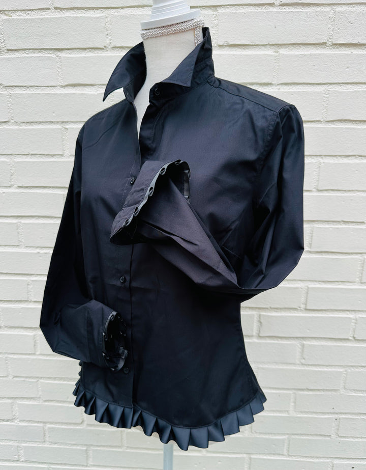 Blanche Untucked Blouse - Black w Black Ribbon (BL03)