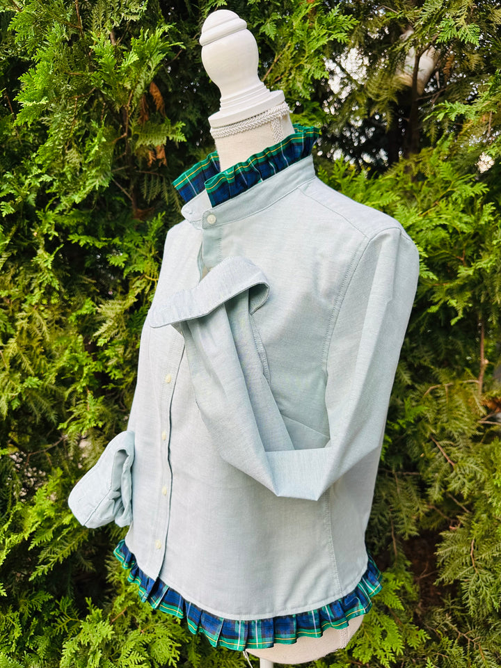 Mary Tyler Moore Holiday Ribbon Untucked Oxford  - Green w Plaid Ribbon (MTM01)