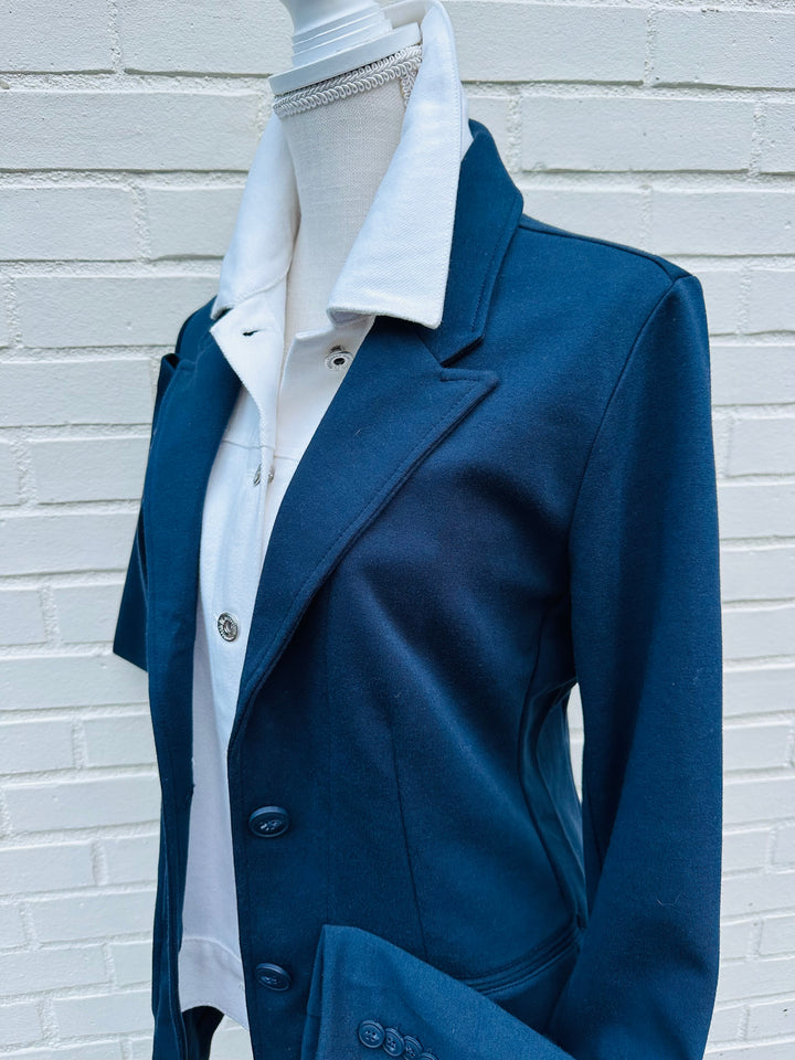 Lucy Knit Denim Blazer - Navy w White Denim (Lucy01)