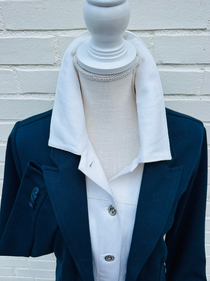 Lucy Knit Denim Blazer - Navy w White Denim (Lucy01)