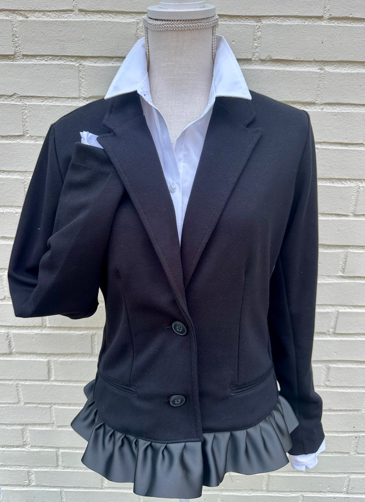 Valerie Blazer - Black w Black Ruffled Ribbon (VAL03)