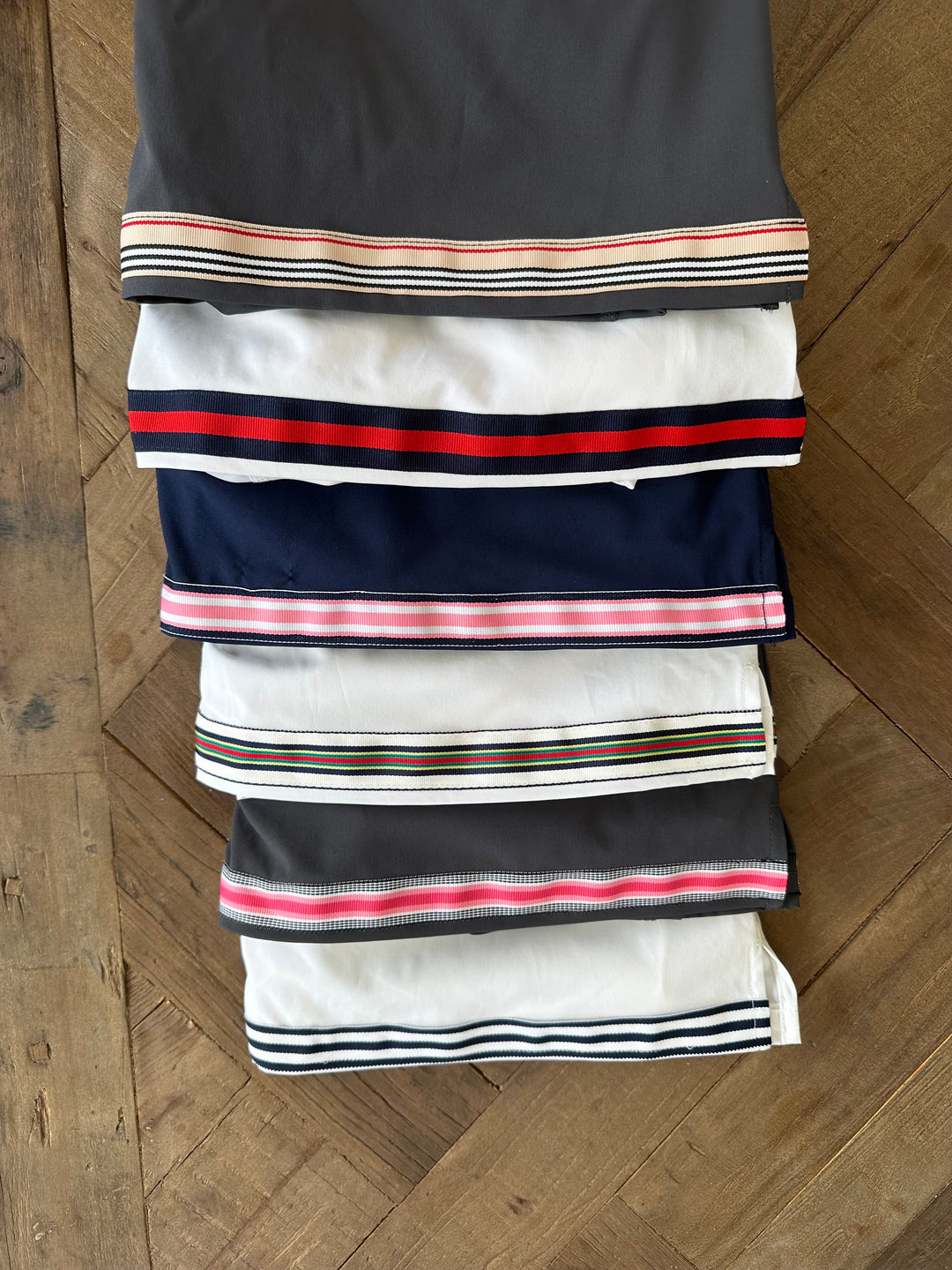 Violet Skort - Navy w Navy, Pink & White Stripe Ribbon (Skort07)