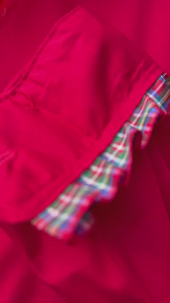 Blanche Holiday Untucked Blouse - Red w Red Plaid Ribbon (BL04)