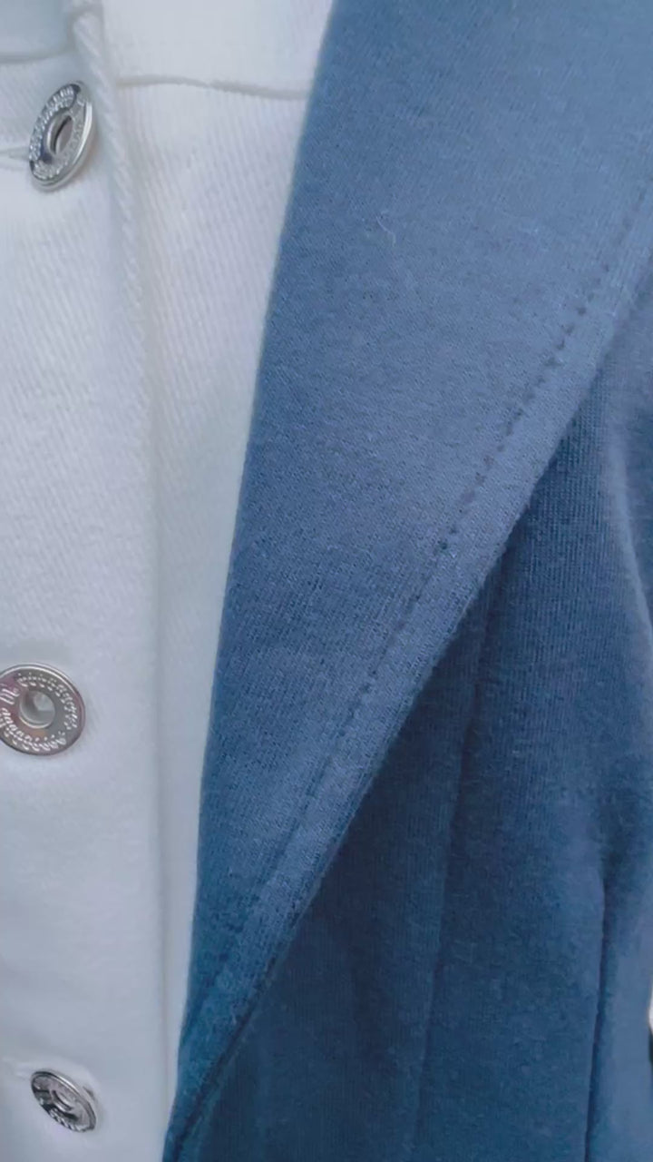 Lucy Knit Denim Blazer - Navy w White Denim (Lucy01)