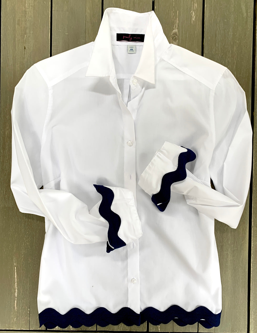 SALE - S & XL ONLY - Bridget Ric Rac Shirt (RRWTE-Blk) *FINAL SALE*