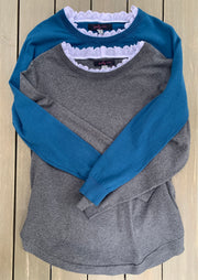 SALE - XS ONLY - Peggy Sue - Eyelet Pullover Sweater (SWEY-Teal) *FINAL SALE*