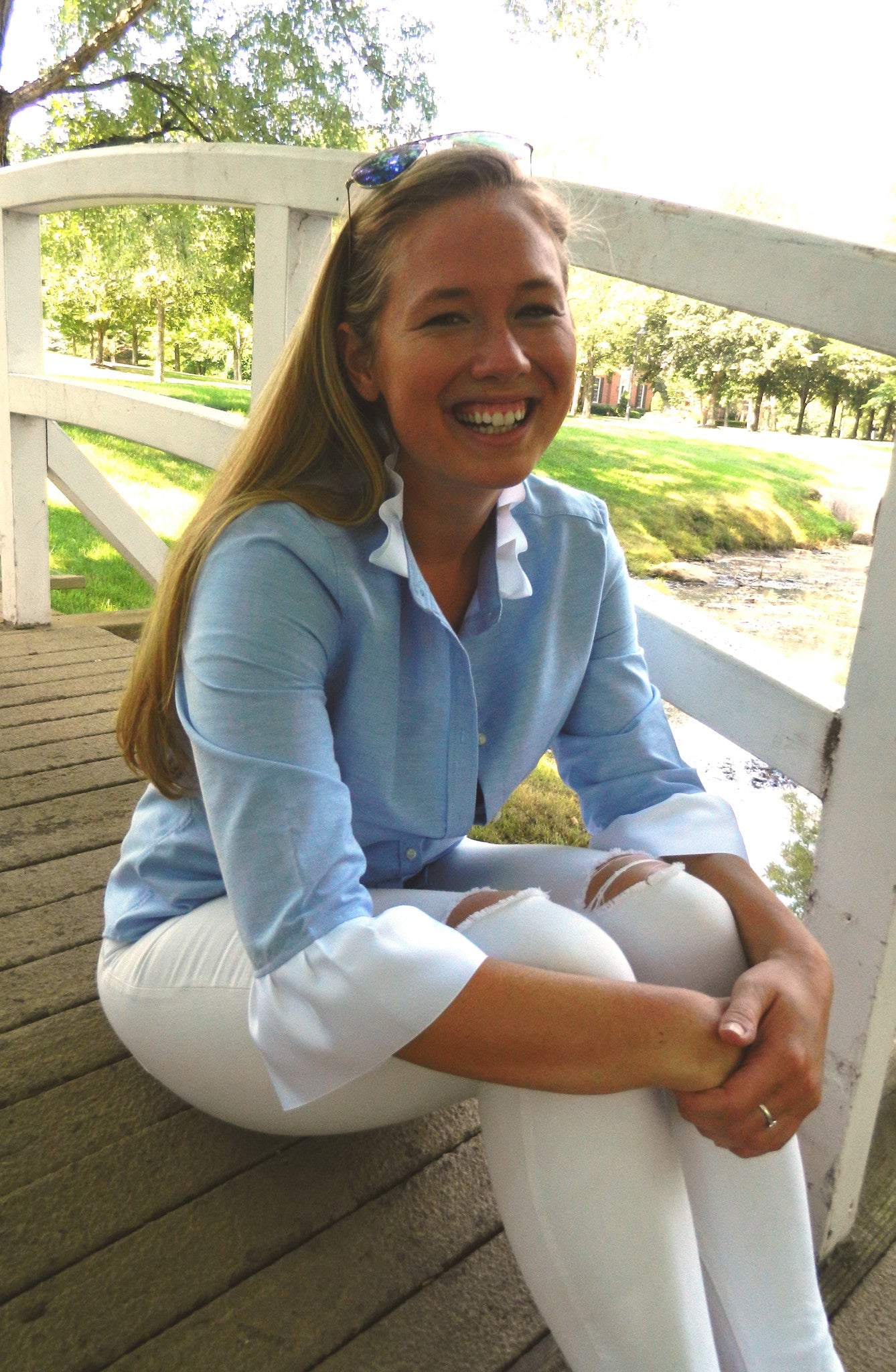 Scarlett Ribbon Trim Oxford Shirt (ORBLU-WTE) – Pearly Vine