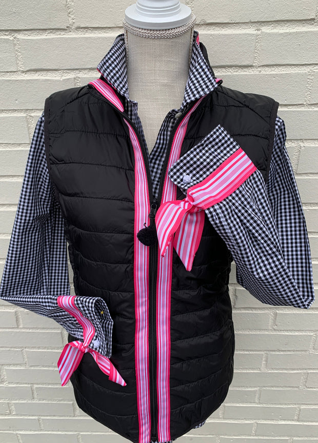 SALE - M ONLY - Maggie May Ribbon Puffer Vest (PF29) *FINAL SALE*