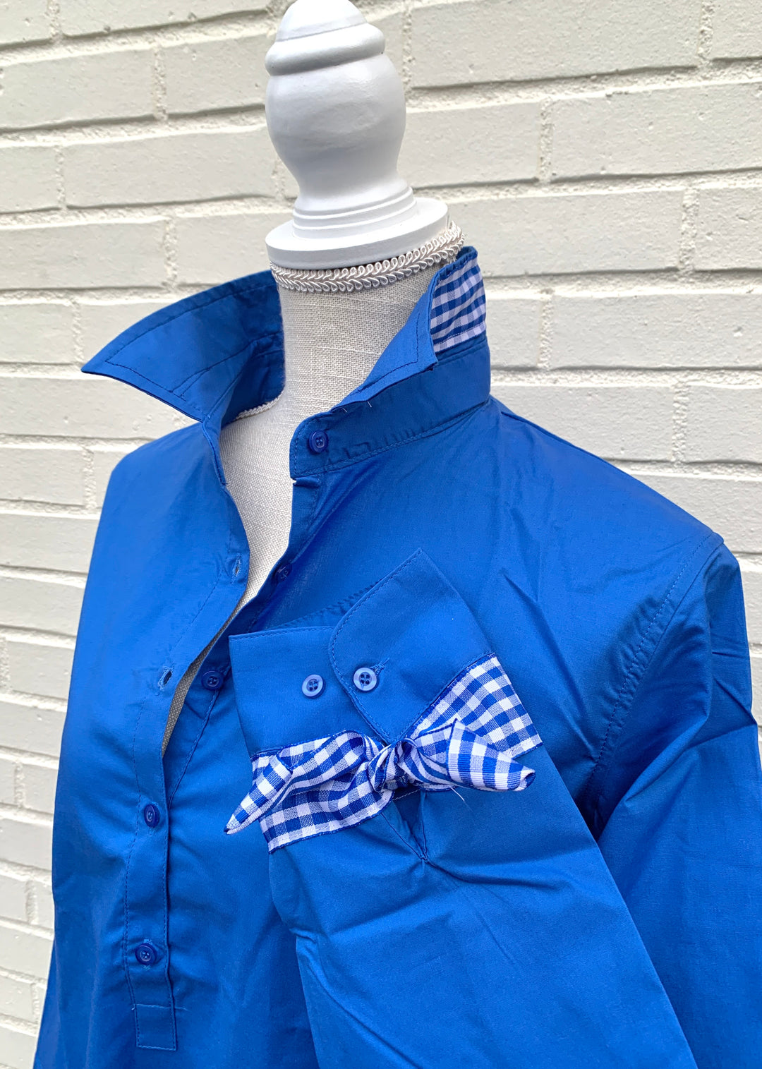 BLOWOUT SALE - S, M & XXL ONLY - Sandy Popover Stripe Ribbon Tie Tunic (TP20) *FINAL SALE*