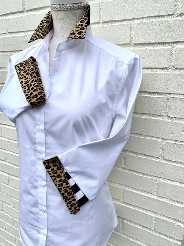 SALE - 2XL ONLY - Elizabeth 3/4 Sleeve Shirt w Cheetah and Stripe (3413) *FINAL SALE*