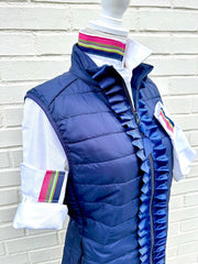 Maggie May Navy Navy Ruffled Puffer Vest (PF15)