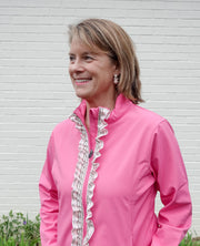 Sailor Soft Shell Jacket - Fuchsia w Pink & Khaki Stripe Ribbon (SLR01)