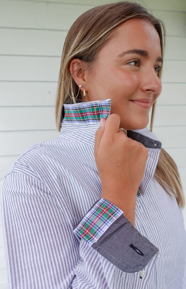 Casie2 Banker Stripe Oxford Shirt (Casie2 18)