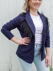 Alice Feathered Navy Blazer (FB01)