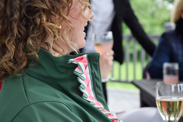 Sailor Soft Shell Jacket - Green w Pink, Green & White Stripe Ribbon (SLR10)