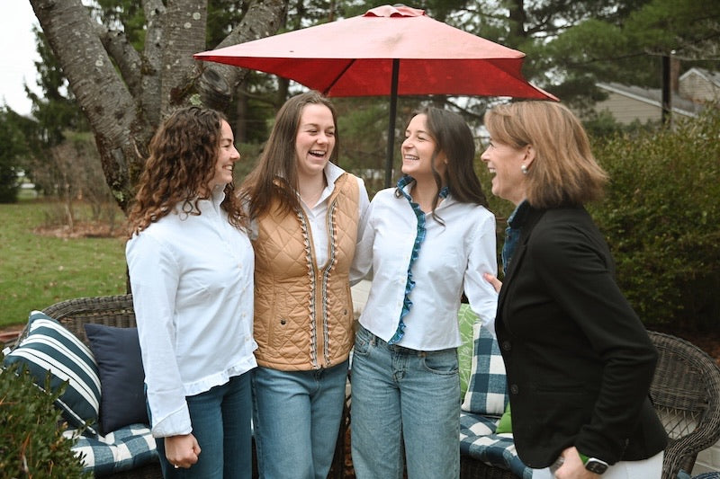 Sophia Ribbon Untucked Oxford - White w Blue & Green Plaid Ribbon (SPH04)