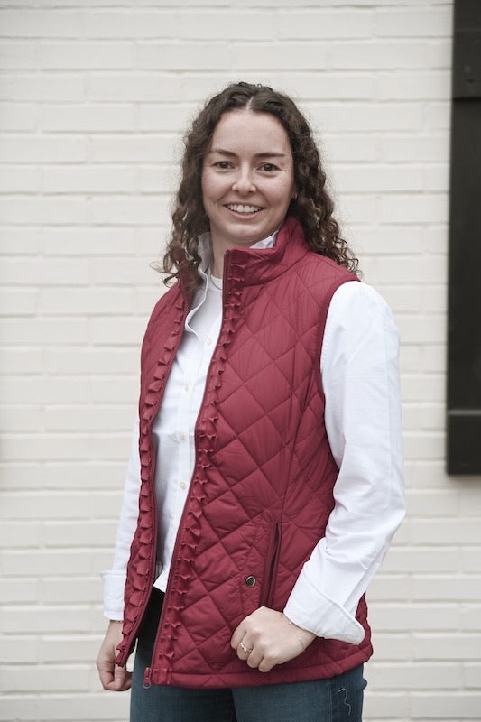 Maggie May Quilted Ruffle Vest - Maroon w Maroon Ribbon (MMQ11)