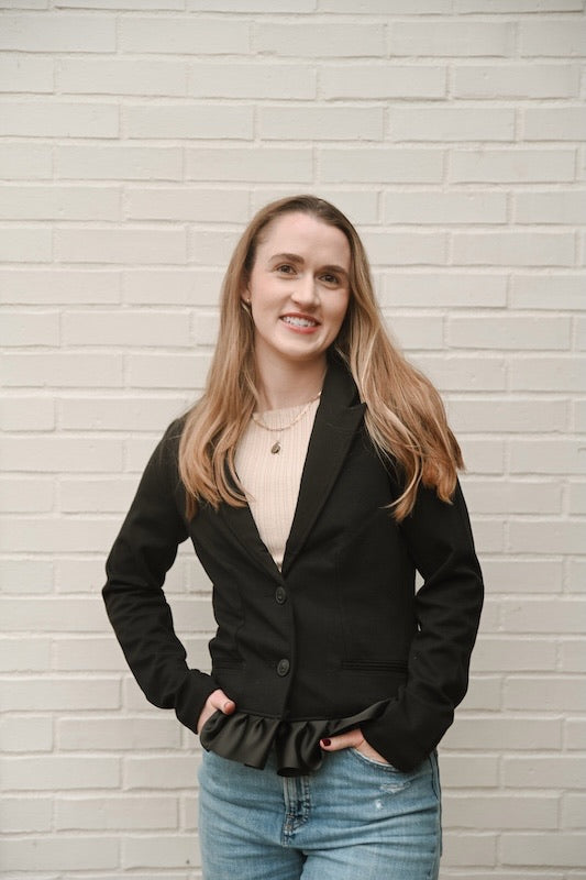 Valerie Blazer - Black w Black Ruffled Ribbon (VAL03)