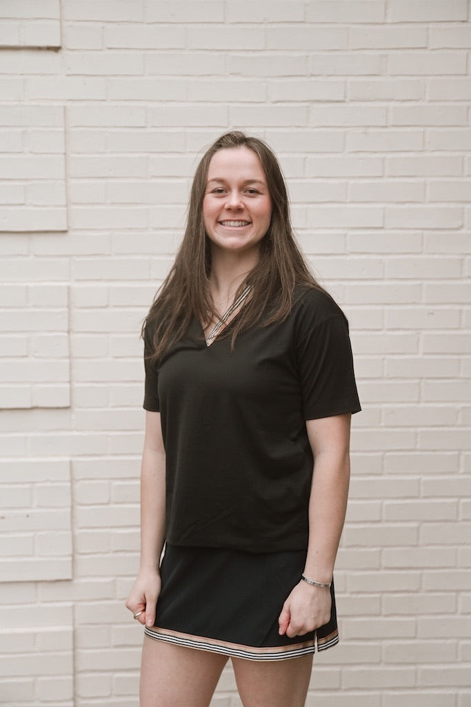 Rose Polo - Black w Khaki Stripe Ribbon (Rose2)