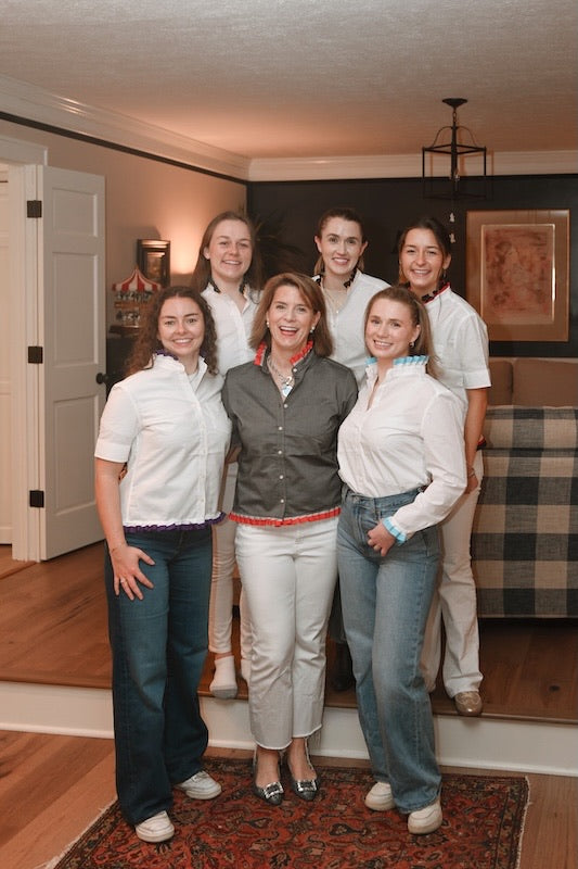 GAME DAY Ellie SS Ruffle Oxford - Black w Red & Grey Stripe Ribbon (GDE03)