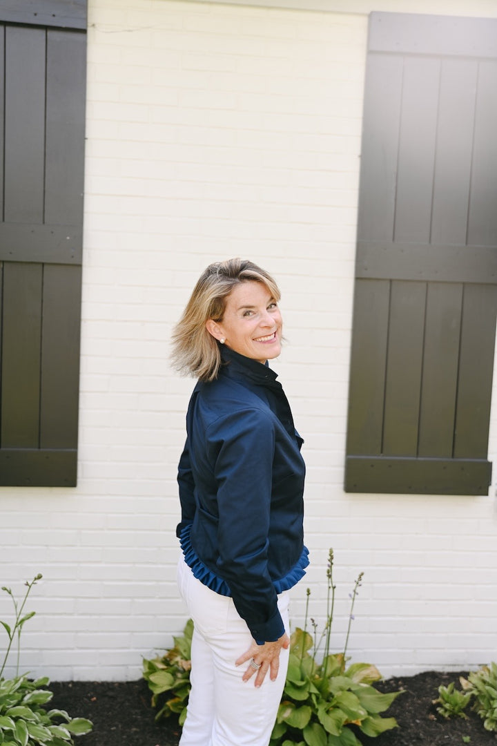 Blanche Untucked Blouse - Navy w Navy Ribbon (BL01)