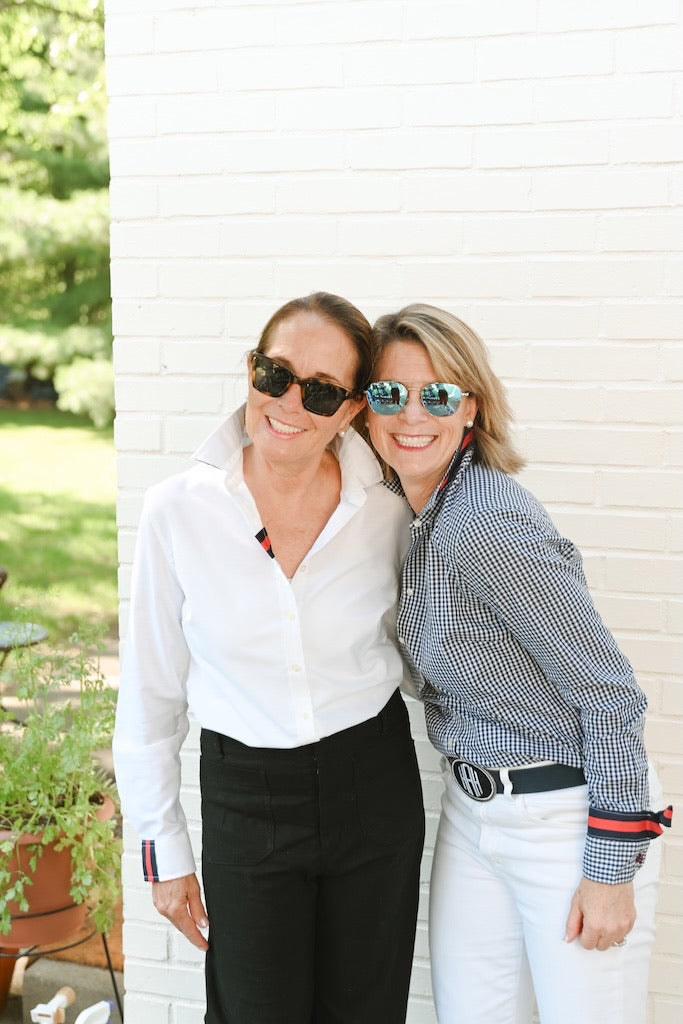 Audrey Navy Gingham Ribbon French Cuff Shirt (RFC46)
