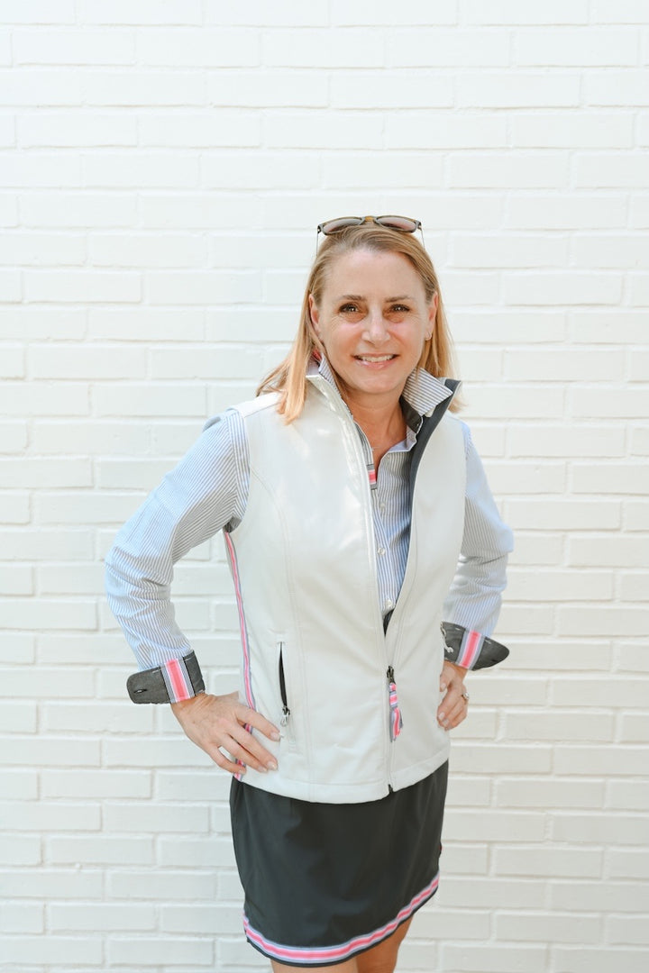Martina Soft Shell Vest - Light Grey w Black & Pink Stripe (MN02)