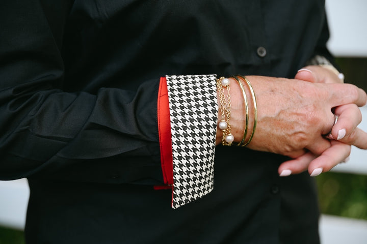 Diana French Cuff Black w Solid Red & Houndstooth (DFC23)