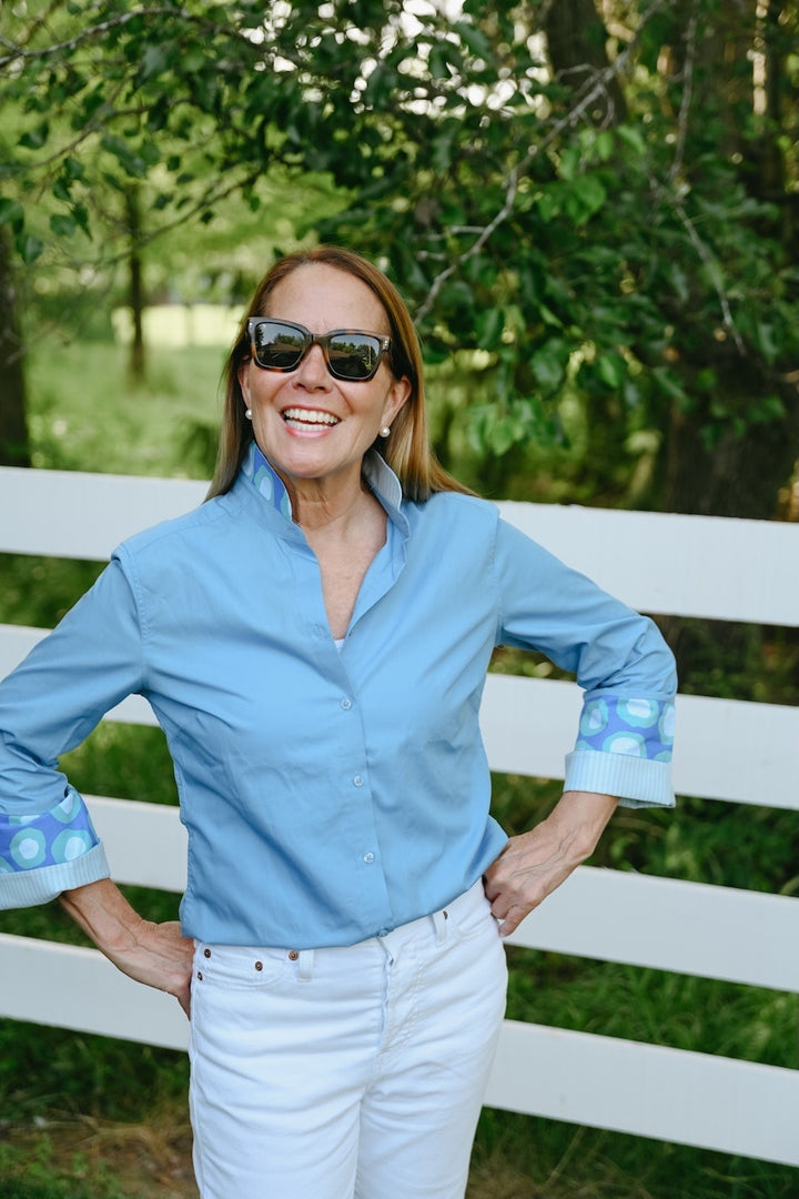 Beth Bell Sleeve - Blue w Circles & Stripes (LB54)