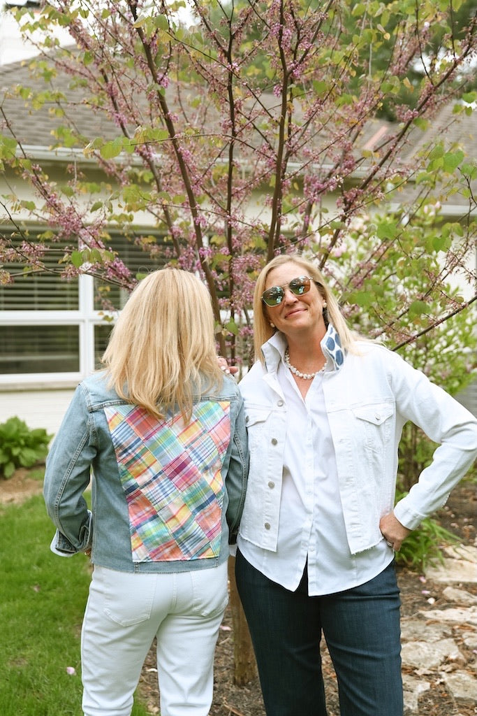 Stevie Denim Jacket - Denim w Madras Plaid (ST17)