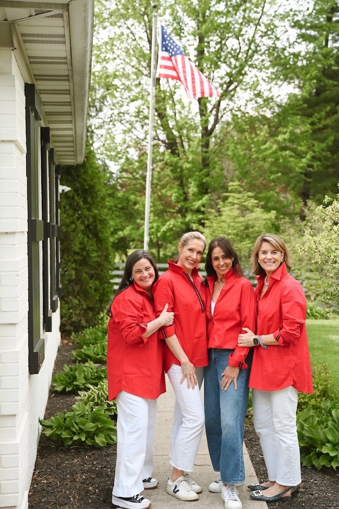 Sandy Popover Tunic - Red w Navy & Red Stripe Ribbon (4th TP01) *HOLIDAY SPECIAL*
