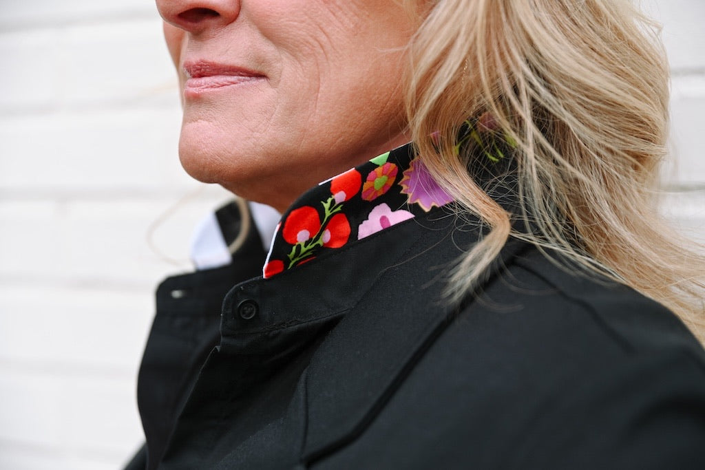 Beth Bell Sleeve - Black w Floral & Black Stripe (LB51)
