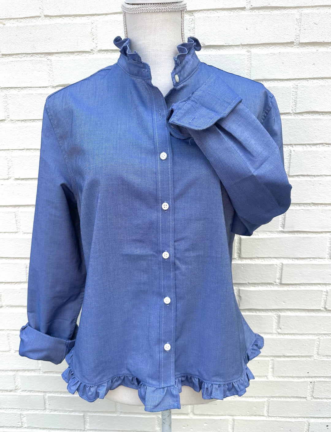 Mary Tyler Moore Ruffled Untucked Oxford  - Navy w Navy Oxford Ruffle (MTM-ON)