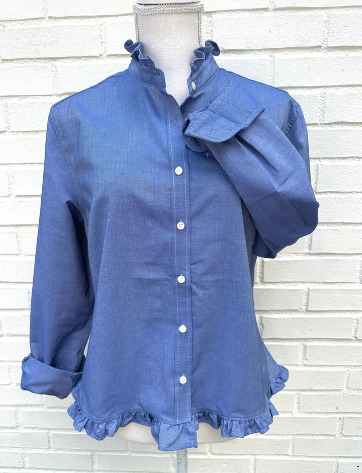 Mary Tyler Moore Ruffled Untucked Oxford  - Navy w Navy Oxford Ruffle (MTM-ON)