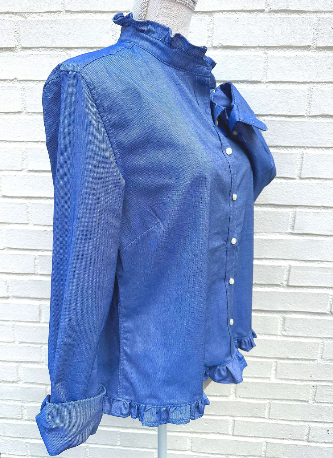 Mary Tyler Moore Ruffled Untucked Oxford  - Navy w Navy Oxford Ruffle (MTM-ON)