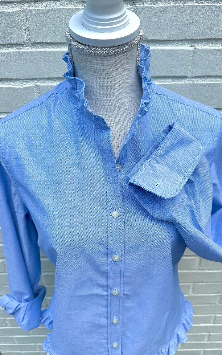 Mary Tyler Moore Ruffled Untucked Oxford  - Blue w Blue Oxford Ruffle (MTM-OBL)