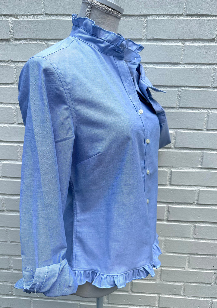 Mary Tyler Moore Ruffled Untucked Oxford  - Blue w Blue Oxford Ruffle (MTM-OBL)