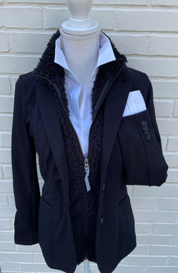 Tracey Fleece Blazer - Black w Black (TBB02)