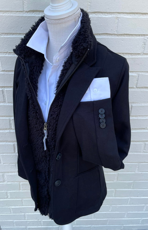 Tracey Fleece Blazer - Black w Black (TBB02)