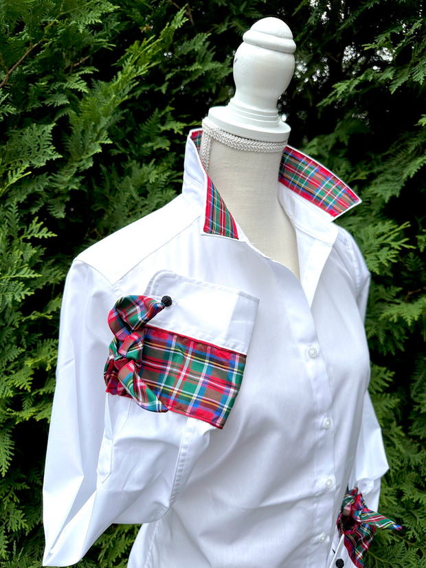 Audrey Holiday Ribbon French Cuff Shirt (HFC01)