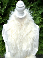 Belle White Shaggy Faux Fur White Denim Jacket
