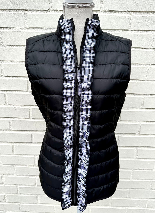 SALE - M, L ONLY - Maggie May Ruffled Ribbon Puffer Vest (PF31) *FINAL SALE*